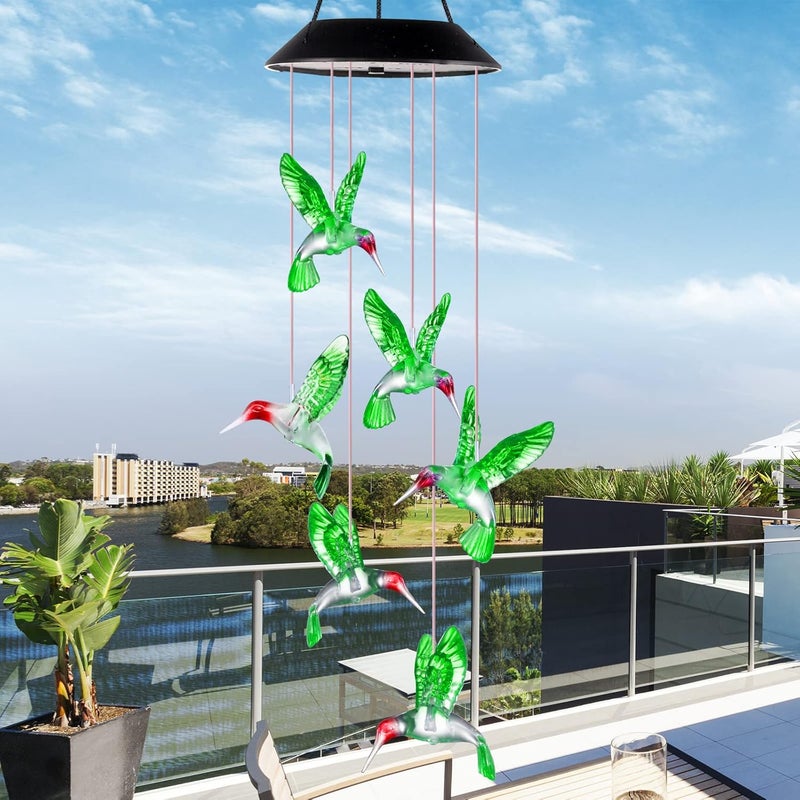 DesGully Gifts for Mom from Daughter Son Husband LED Solar Hummingbird Wind Chimes Indoor Outside Best Gifts for Mothers Day Birthday Grandma Women Who has Everything Outdoor Decor,Yard Decorations - Image 4